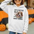 Basset Hound Dog Breed Life Is Better With Books And a For Men Women Girls Kids Graphic Youth Hoodie