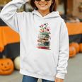 Book Stack With Flowers Reading Lover Bookish Graphic Youth Hoodie