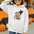 Cat And Books Flowers Reading Club Cat Lover Bookworm Graphic Youth Hoodie