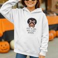 Just a Girl Who Loves Books Messy Bun Black Women Reading Graphic Youth Hoodie Just a Girl Who Loves Books Messy Bun Black Women Reading Graphic Youth Hoodie