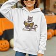Life Is Better With Cats Coffee Books Cat Reading Book Graphic Youth Hoodie