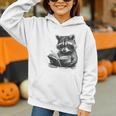 Raccoon With Book Cute Raccoons Reading Books Graphic Youth Hoodie Raccoon With Book Cute Raccoons Reading Books Graphic Youth Hoodie
