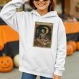 The Reader Tarot Card Book Lover Skeleton Art Goth Style Graphic Youth Hoodie