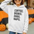 Vintage Coffee Books Dogs Naps Retro Graphic Youth Hoodie
