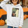 Vintage Japanese Cat Book Lovers UFO Alien Abduction Cat Dad Graphic Youth Hoodie