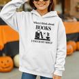Women's When I Think About Books I Touch My Shelf Book Lover Bookish Graphic Youth Hoodie