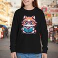 Adorable Book Lover Maine Coon Cat With Reading Glasses Cute Youth Long Sleeve Tee Adorable Book Lover Maine Coon Cat With Reading Glasses Cute Youth Long Sleeve Tee