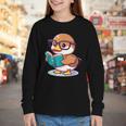Adorable Book Lover Mallard Duck With Reading Glasses Cute Youth Long Sleeve Tee