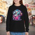 Adorable Book Lover Robot With Reading Glasses Cute Youth Long Sleeve Tee