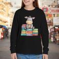Adorable Donkey With Heart Sitting On Colorful Book Stack Youth Long Sleeve Tee