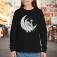 Astronaut Reading Book To Alien Moon Space Book Lover Men Youth Long Sleeve Tee