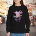 Axolotl Bookworm Reading Book Kawaii Graphic Youth Long Sleeve Tee