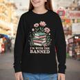 Im With The Banned Floral Flower Book Lover Youth Long Sleeve Tee