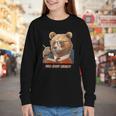 Bear Reading Book Glasses Library Zoo Teacher School Animal Youth Long Sleeve Tee