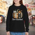 Boo-Kmarked Fall Pumpkin Books Halloween Teacher Teaching Youth Long Sleeve Tee Boo-Kmarked Fall Pumpkin Books Halloween Teacher Teaching Youth Long Sleeve Tee