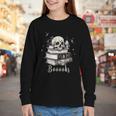 Boo Skeleton Skull Books Halloween Women School Teacher Kid Youth Long Sleeve Tee