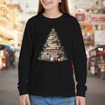 Book Christmas Tree Books Lovers Xmas Teacher Men Women Kids Youth Long Sleeve Tee