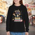 Book Lover Chibi Dragon With Big Red Glasses Bookworm Youth Long Sleeve Tee