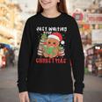 Book Reading Just Waiting For Christmas Gingerbread Youth Long Sleeve Tee