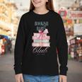 Bookish Babes Club Cute Pink Book Stack With Bow Youth Long Sleeve Tee Bookish Babes Club Cute Pink Book Stack With Bow Youth Long Sleeve Tee