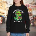 Books Never Go Extinct Reading Dinosaur Bookish Nerdy Youth Long Sleeve Tee