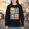 Books Yarn Coffee Repeat Crocheting Youth Long Sleeve Tee Books Yarn Coffee Repeat Crocheting Youth Long Sleeve Tee