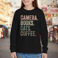 Camera Books Cats And Coffee Lover Photography Men Women Youth Long Sleeve Tee Camera Books Cats And Coffee Lover Photography Men Women Youth Long Sleeve Tee