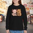 Capybara Axolotl Kawaii Kids Anime Book Lover Reading Youth Long Sleeve Tee Capybara Axolotl Kawaii Kids Anime Book Lover Reading Youth Long Sleeve Tee