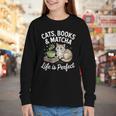 Cats Books And Matcha Life Is Perfect Green Tea Matcha Youth Long Sleeve Tee