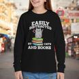 Cats And Books Read Reading Librarian Book Across America Youth Long Sleeve Tee