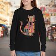 Cats Reading Books Librarian Library Readers Youth Long Sleeve Tee