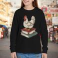 Chicken Books Back To School First Day Of School Boys Girls Youth Long Sleeve Tee