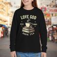 Christian Bookworm Love God Read Books Drink Tea Youth Long Sleeve Tee