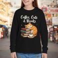 Coffee Cats & Books Lover For Women & Girls Coffee Youth Long Sleeve Tee