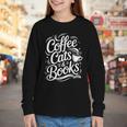Coffee Cats & Books Reading Book Lover Reader Youth Long Sleeve Tee