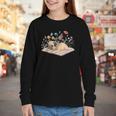 Color Floral Cute Pug Dog On Book Reading Bookworm Reader Youth Long Sleeve Tee