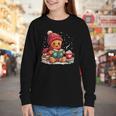 Cozy Gingerbread Christmas Reading Book Xmas Snowflakes Fall Youth Long Sleeve Tee