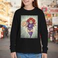 The Crimson Crescent 90s Retro Comic Book Superheroine Art Youth Long Sleeve Tee The Crimson Crescent 90s Retro Comic Book Superheroine Art Youth Long Sleeve Tee