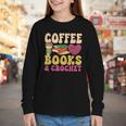 Crochet Coffee Reading Books Crocheter Crocheting Youth Long Sleeve Tee