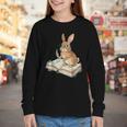 Cute Bunny Reading Book Glasses Bookworm Youth Long Sleeve Tee