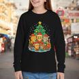 Cute Cats Reading Books Christmas Tree Youth Long Sleeve Tee