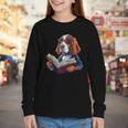 Cute Dog Basset Hound Reading Book Youth Long Sleeve Tee