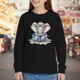 Cute Elephant Reading Universe Book Youth Long Sleeve Tee
