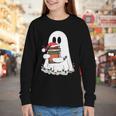 Cute Ghost Holding Books Bookish Christmas Youth Long Sleeve Tee