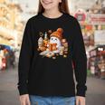 Cute Ghost Reading Book Lovers Halloween Pumpkin Women Girls Youth Long Sleeve Tee