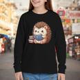 Cute Hedgehog Book Lover Readers Animal Reading Youth Long Sleeve Tee