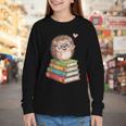 Cute Hedgehog Reading Books Animal Lover Reader Bookworm Youth Long Sleeve Tee Cute Hedgehog Reading Books Animal Lover Reader Bookworm Youth Long Sleeve Tee