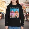Cute Penguin Reading Book School Librarian Teacher Student Youth Long Sleeve Tee