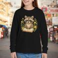 Cute Raccoon Reading Book Flowers Floral Youth Long Sleeve Tee Cute Raccoon Reading Book Flowers Floral Youth Long Sleeve Tee