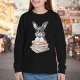 Cute Reading Bunny With Glasses Books Reader Book Bookworm Youth Long Sleeve Tee